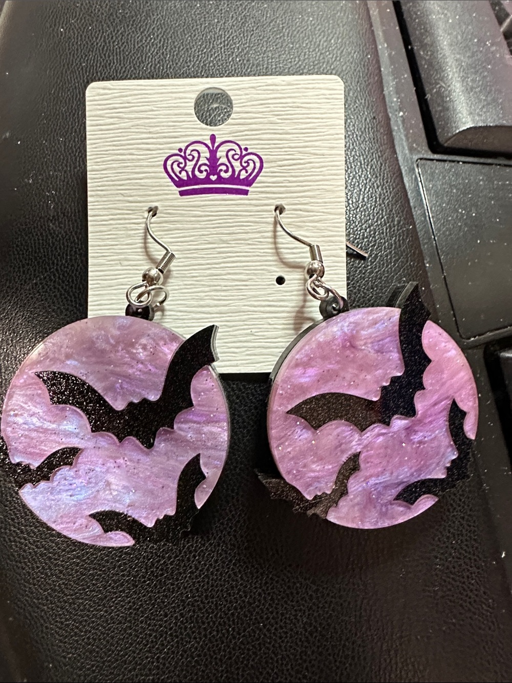 Black Bats on Purple Sky - French Hooks